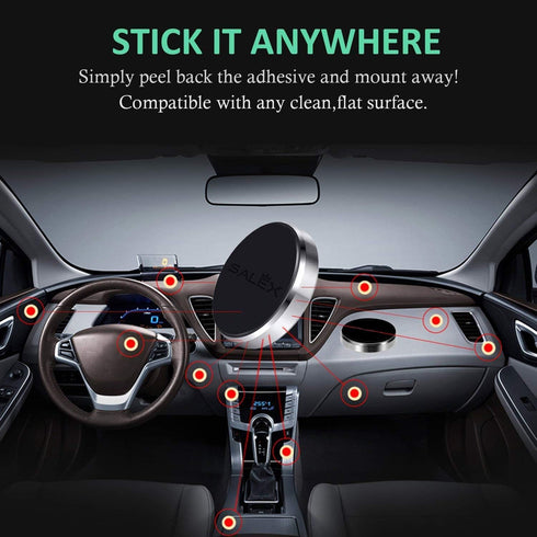SALEX Magnetic Phone Mount 4 Pack, Black Flat Cell Phone Holder for Car Dashboard, Wall, Truck