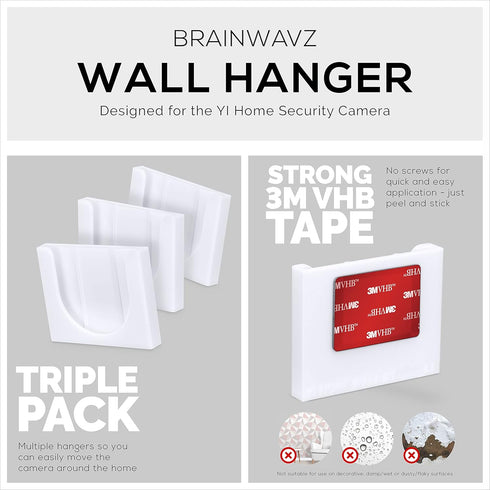 Wall Mount for YI Home Security Camera, 3 Pack Adhesive Holder with Strong 3M VHB Tape