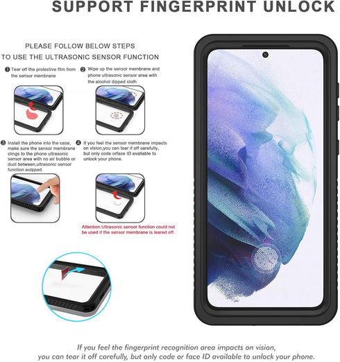 Lanhiem IP68 Waterproof Dustproof Case for Samsung Galaxy S21, Rugged Shockproof Cover with Screen Protector
