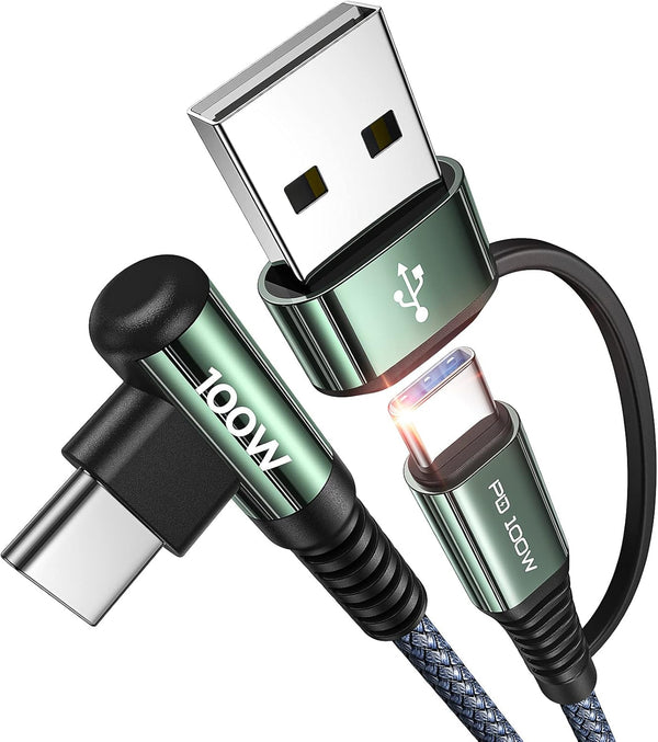 AINOPE 10FT USB C Cable 100W for iPhone 15, Fast Charging, Right Angle QC5.0, MacBook, iPad, Samsung S24.