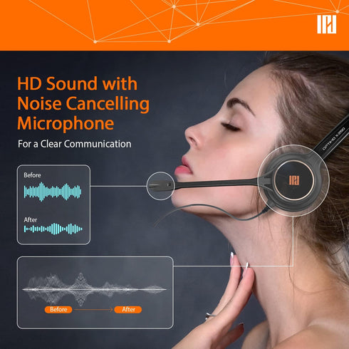 IPD IPH-255 Phone Headset with Noise Cancelling Microphone, Compatible with Cisco Landline Phones