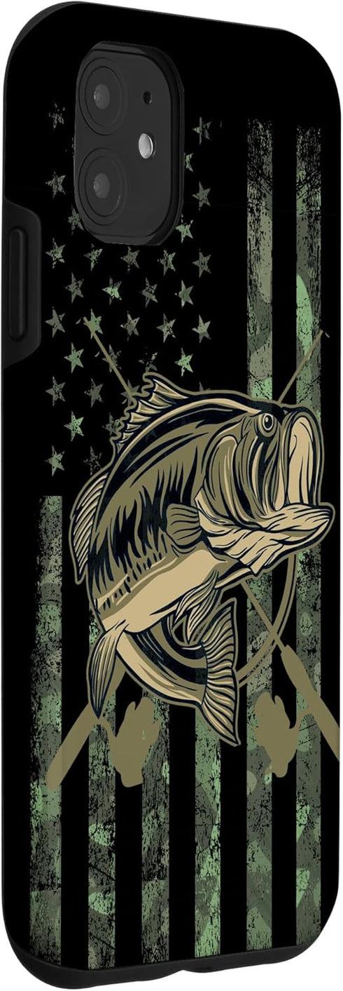 Camo American Flag Bass Fishing Gift Case for iPhone 11