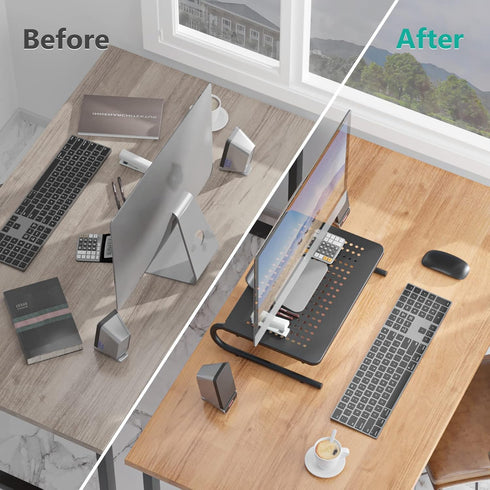 WALI Laptop Riser and Monitor Stand for Desk, Organizer for Monitor and Printer, Home, Office, School (STT001), 1 Pack,