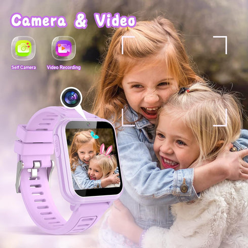 Smart Watch for Kids, Gift for Girls Age 6-12, 24 Puzzle Games, HD Touchscreen, MP3 Music, Video, Pedometer, Flashlight