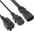 C14 to C13+NEMA 5-15R Y Splitter Power Cord, YACSEJAO 10A/250V IEC 320 Single Male to C13 + NEMA 5-15R (1FT/30CM)