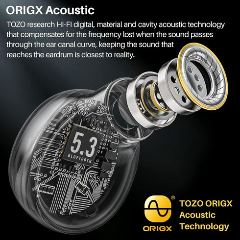 TOZO T10 Bluetooth 5.3 Wireless Earbuds with Charging Case, IPX8 Waterproof Stereo Headphones, Built-in Mic, Deep Bass