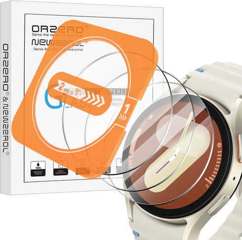 Orzero 3 Pack Tempered Glass Watch Screen Protector for Samsung Galaxy Watch 7 40mm, with Auto Alignment Tool 9H