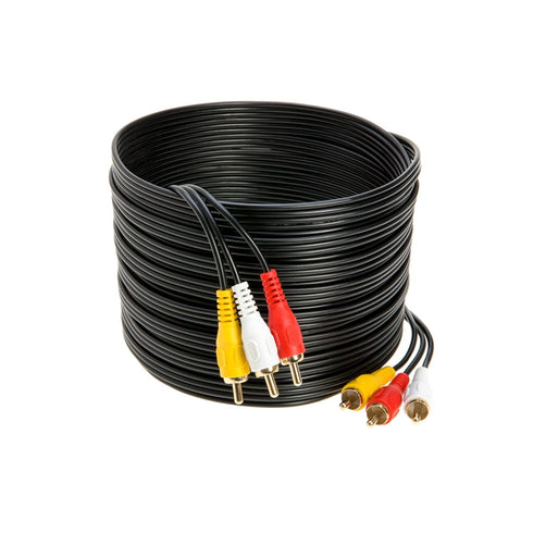 3RCA Video/Stereo Audio Cable, Composite Wire Cord for DVD HDTV, 6ft, 12ft, 15ft, 25ft (25FT)