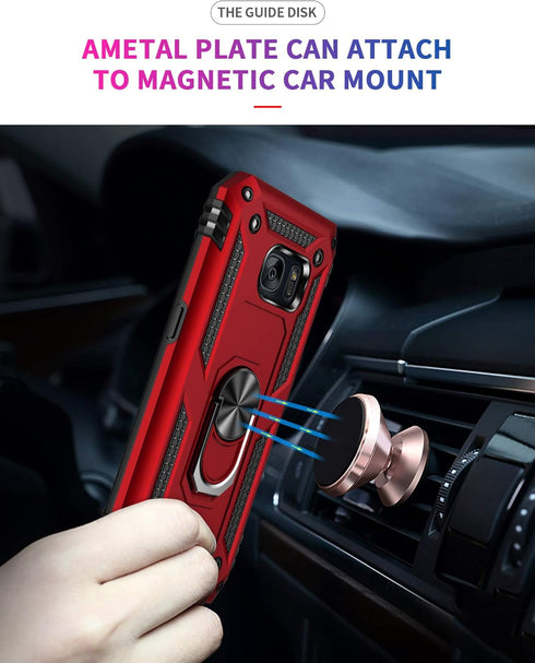 Androgate Military-Grade Metal Ring Holder Case for Samsung Galaxy S7, Shockproof Cover with HD Protectors
