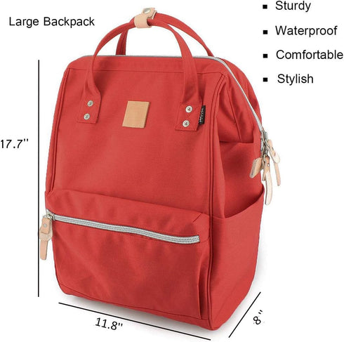 Backpack 17 Inch backpack (1882-Red&plus) Himawari Large Travel with Laptop Compartment Roomy Doctor Bag College