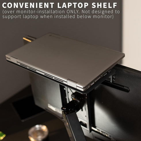 VIVO 13 inch Over Under VESA Monitor Shelf Mount, Fits VESA 75mm, 100mm, 200mm, Holds Media Devices, Speakers, and