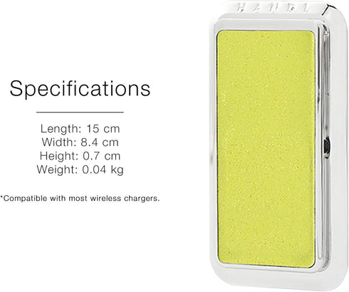HANDL New York Yellow Glitter HANDLstick Silver Glitter Grip and Stand for Smartphone