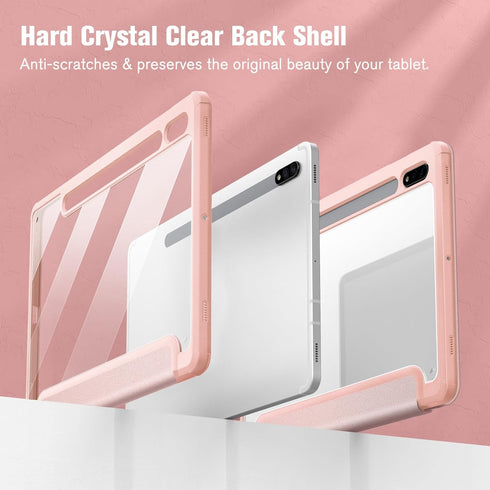 Fintie Hybrid Slim Case for Samsung Galaxy Tab S8/Tab S7 11 Inch (SM-X700/X706/T870/T875/T878) with S Pen Holder, Rose