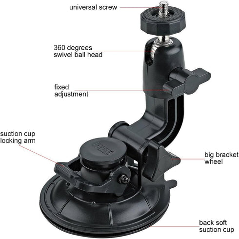 ASOCEA Action Camera Suction Cup Mount for Windshield with Tripod Adapter Compatible with Gopro Hero 11 10 9 8 7 6/AKASO