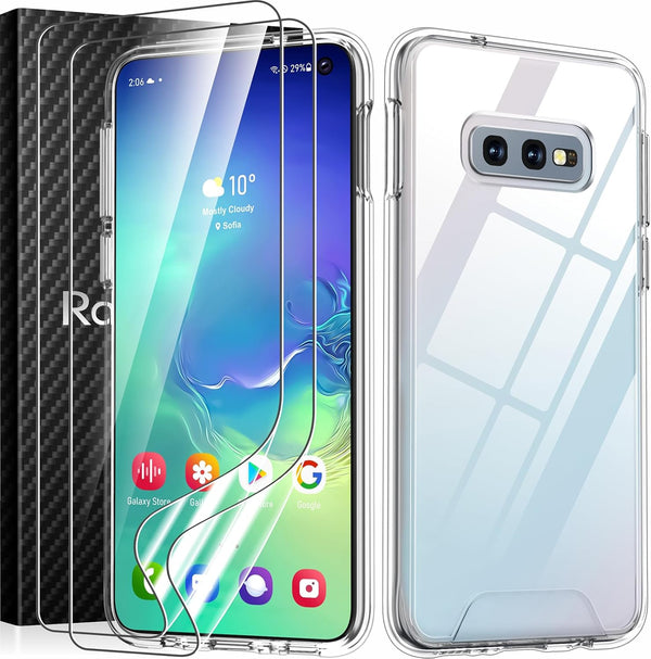 Rayboen Galaxy S10E Case - Slim Shockproof Cover with 2X Soft Screen Protector, Crystal Clear Hybrid Design.