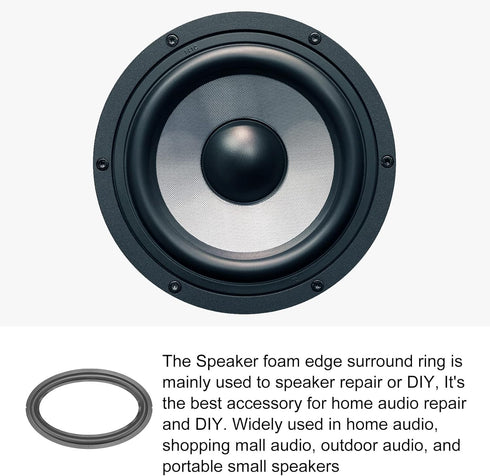 Speaker Foam Edge Surround Rings Rubber Perforated Subwoofer Replacement Parts - 6x9 / Black / 2Pack [for Repair or DIY