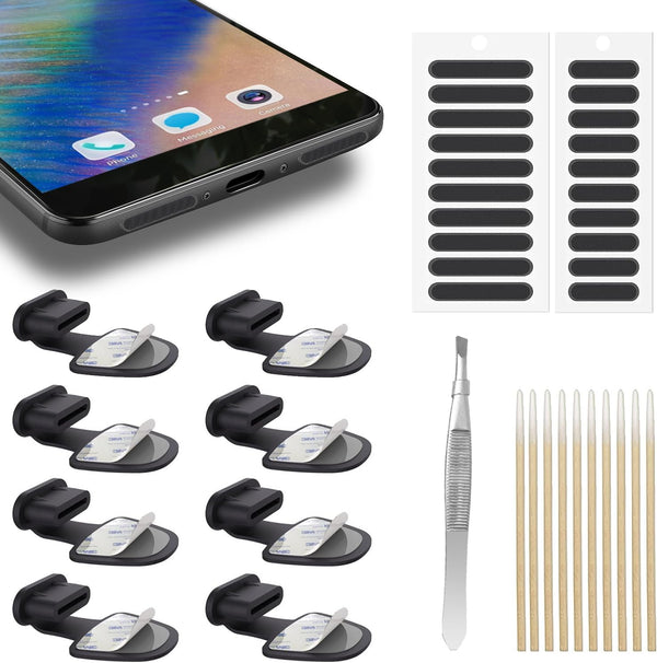 USB C Port Dust Plugs, Anti Lost Cover Caps, Silicone Type-C Anti Dust Plugs for Phone Charging Port