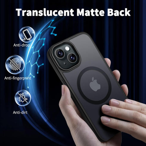 CACOE Magnetic Case for iPhone 15 2023, Compatible with MagSafe, Anti-Fingerprint Shockproof Cover, Matte Black