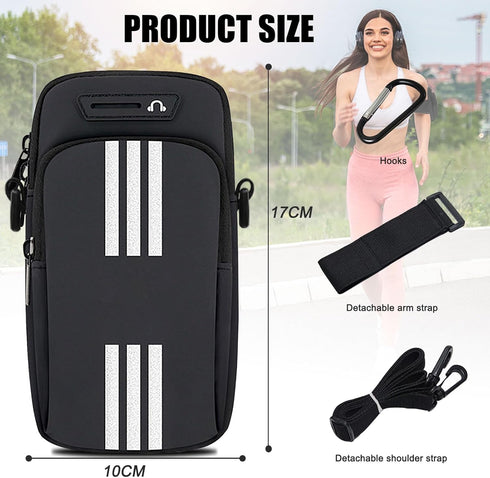 Phone Holder for Running Armband Cell Phone Purse Crossbody for Women Men Kids,iPhone 15 14 13 12 11 Pro Max Xs Xr X 8 7 6 Plus SE Mini Pouch,Galaxy S24 S23 S22 Ultra Edge Note Arm Bag Black