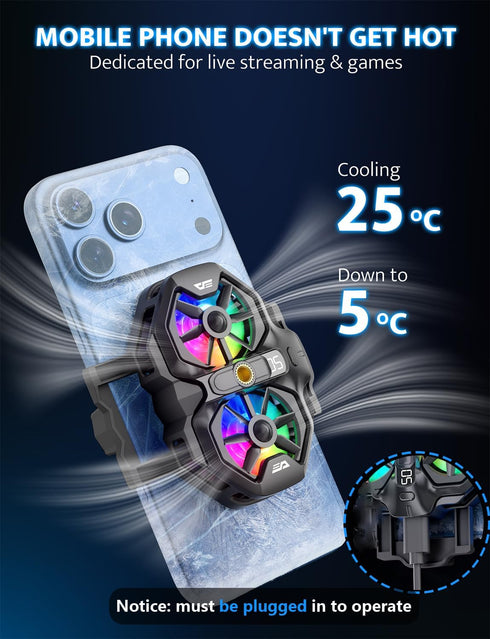 darkFlash Dual Core Phone Cooler with Clip, Cell Phone Fan with Screw, Phone Cooling Fan for Gaming and Live Streaming