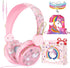 QearFun Unicorn Headphones for Kids - Wired, Noise Cancelling, Adjustable, with Microphone & 3.5mm Jack for