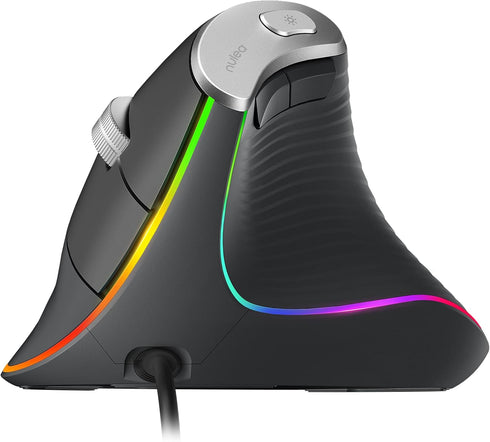 Nulea M504 Wired Vertical Mouse, USB Ergonomic Optical Mouse with 4 Adjustable DPI, Grey