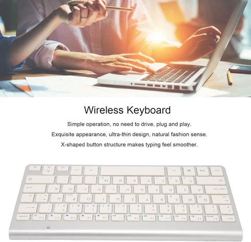 ASHATA German & English Bilingual Language Keyboard, 2.4G Cordless Keyboard for Desktop, Laptop, Tablet, Plug and Play