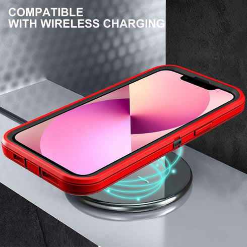 for iPhone 13 Mini Case, Military Grade 3 in 1 Heavy Duty Shockproof Case with 2Pcs Tempered Glass Screen Protector