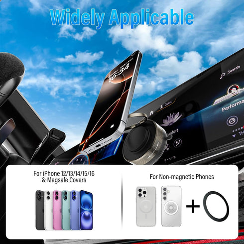 Belcompany 2025 360 Upgraded Vacuum Magnetic Phone Holder, Magnetic Suction Phone Mount for MagSafe, Foldable