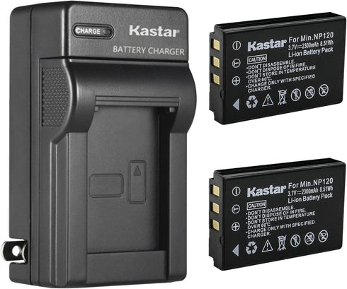 Kastar 2-Pack Battery and AC Wall Charger Replacement for Minolta NP-120 Battery, Minolta MN35Z Camera