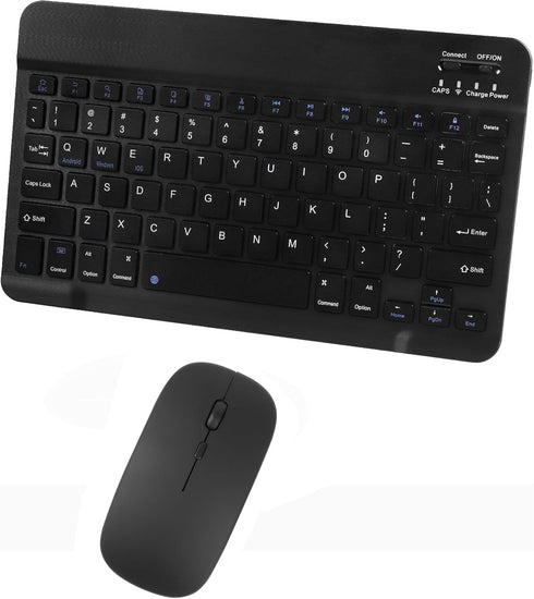 Bluetooth Wireless Keyboard and Mouse Combo, Ultra-Slim Ergonomic Rechargeable Set for Apple iPad, iPhone, Android