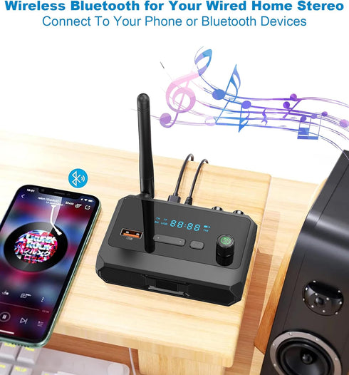 Bluetooth 5.3 Receiver for Home Stereo, Low Latency & HD Music Audio Bluetooth to RCA Adapter for Home Streaming