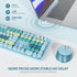 Owpkeenthy Blue Keyboard and Mouse Wireless, Cute Typewriter Keyboard with Retro Round Keycaps for Desktop and Laptop