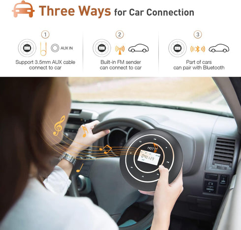 HOTT C105 CD Player Portable Anti-Shock Personal Portable CD Player with Headphones USB AUX Output for Car Travel Home