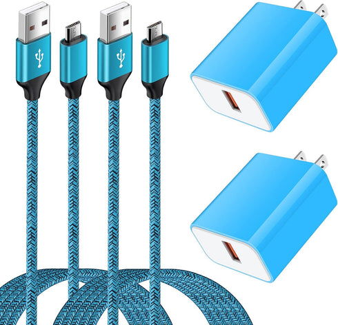18W QC3.0 Fast Wall Charger Plug for Android Phone Fast Charging for Fire Tablet, Kindle, Samsung Galaxy J3 J5 J7 J8, 2