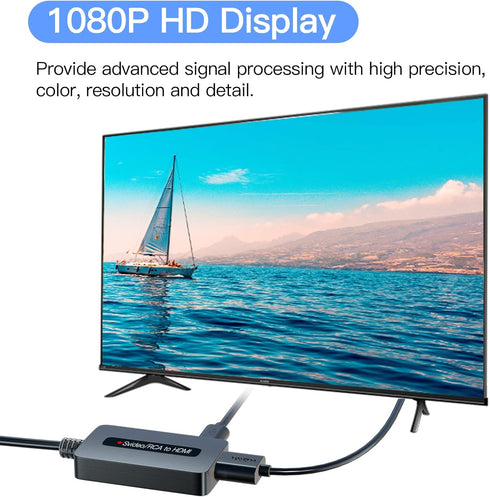 RCA Svideo to HDMI Converter with HDMI Cable, RCA S-Video HDMI Converter, CVBS Composite AV to HDMI Converter