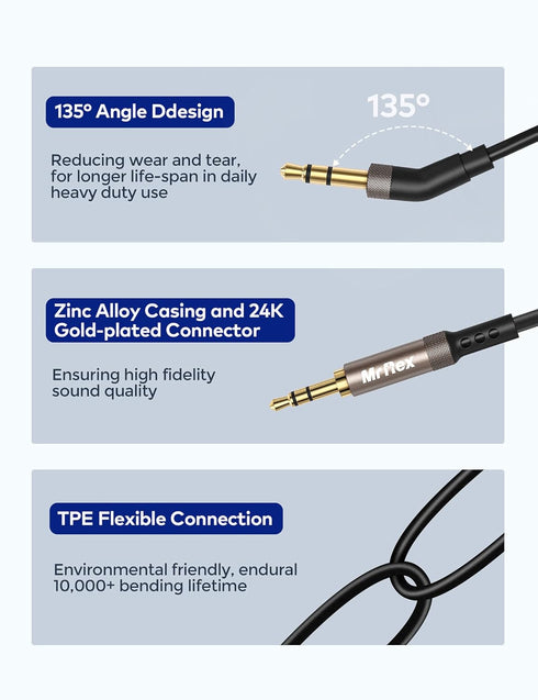 Mr Rex 3.5mm to 2.5mm Aux Cable for Bose 700, QC45, QC35II, QC35, QC25, JBL E45BT, E55BT, E65BTNC (1-Pack, 6.5FT)