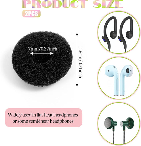 LXUEJIE 50 18mm Headsets, Pcs Earbud Sponge Cover Protector, Soft Foam Tips Earbud Covers, Black Replacement Sponge
