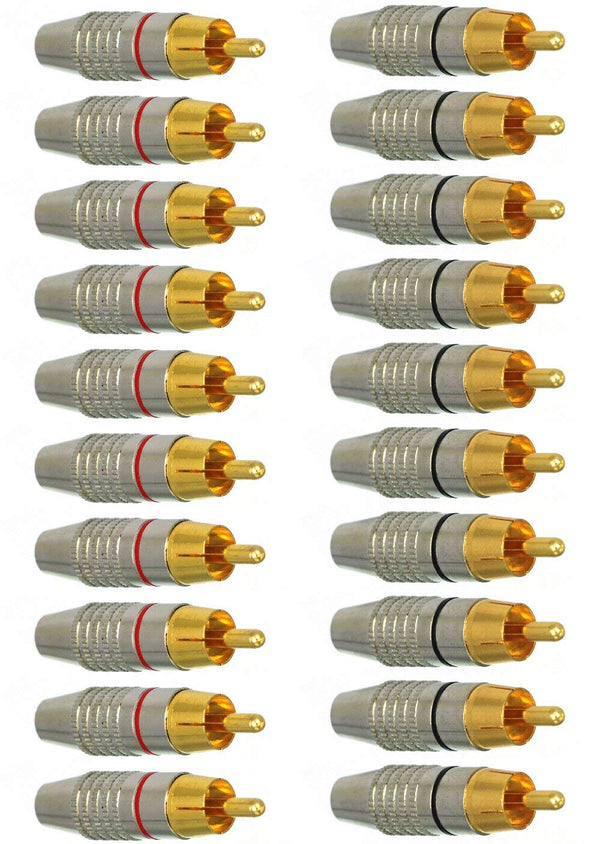 EEEKit 20Pack RCA Male Plug Solder, Gold Audio Video Adapter Connector for Home Theater Audio Video Receiver