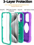 KCJ Tough Rugged Heavy Duty Case for iPhone 15 Pro (6.1") - Purple+Mint with 2× Screen Protectors & Ring Stand.