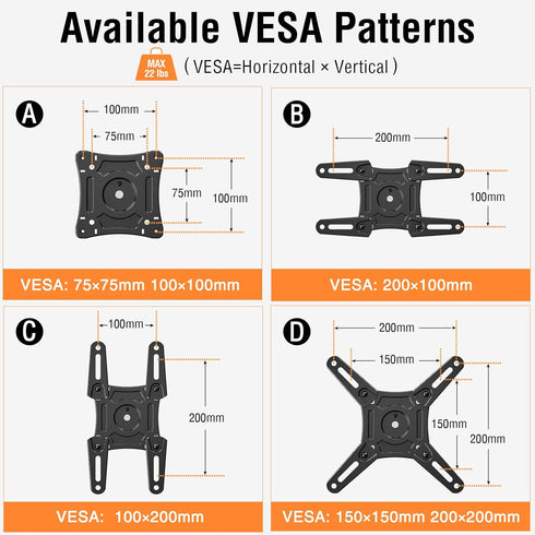 ELIVED Flip Down Ceiling TV Mount for Most 14-40 Inch TVs, Height Adjustable Full Motion Bracket 360° Swivel, Max VESA