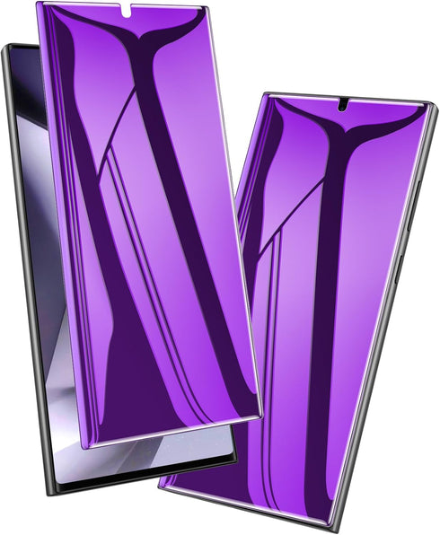 LYWHL 2 Pack Privacy Screen Protector for Samsung Galaxy S24 Ultra, Purple Anti-Blue Light, Anti-Spy Full Adhesive