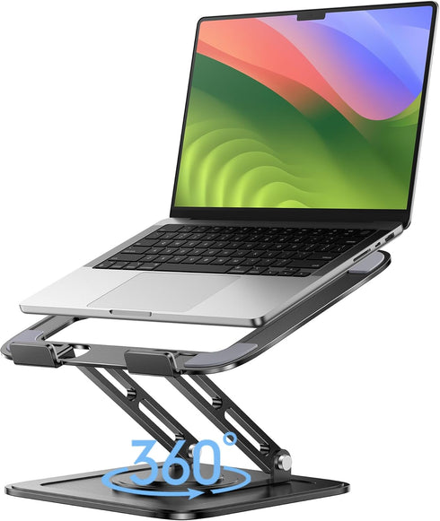 LOXP Adjustable Laptop Stand, Computer Stand with 360 Rotating Base, Ergonomic Laptop Riser