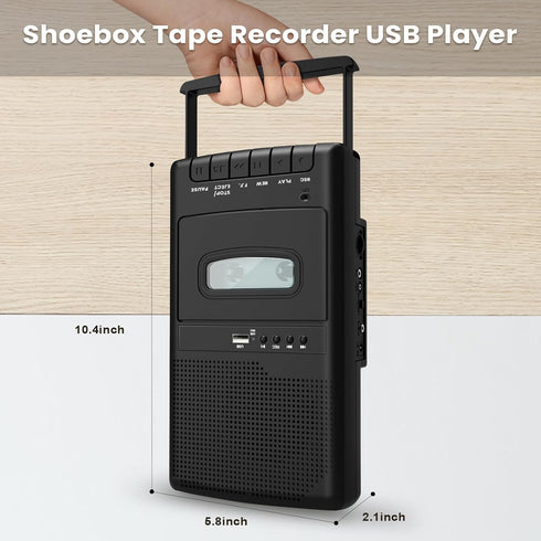 Cassette 3.5MM Cassettes Retro Player & Tape Recorder with Standalone Mircophone, Portable Tape to USB Digital