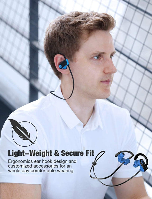 Otium Bluetooth Headphones, Wireless Sports Earbuds, Waterproof IPX7 with Mic, HD Stereo in-Ear Earphones, Fast