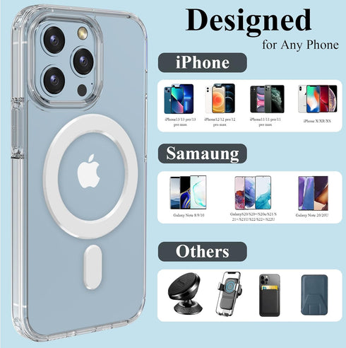 2 PCS Universal MagSafe Ring, Magnetic Adapter Sticker Compatible with iPhone 15/14/13/12/11 Pro Max Mini & Galaxy