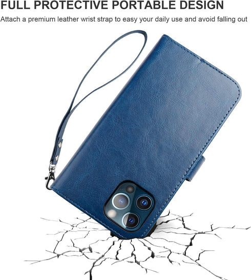 Bocasal Detachable Wallet Case for iPhone 13 Pro Max - RFID Blocking Card Slots, Premium PU Leather Magnetic Cover