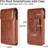 Miimall Phone Belt Holster Case for Galaxy S24 Ultra, S23 Ultra, S22 Ultra 5G, Google Pixel 8 Pro - Coffee-X-Large
