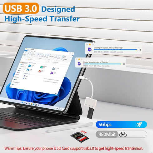 ADRUDY 15 16 3 1 USB C SD Card Reader, SD Card Reader for iPhone iPad/Mac/Android Devices, in Memory Card Reader