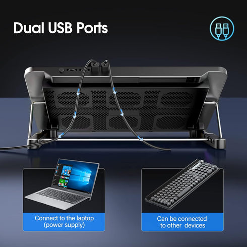 Laptop Cooling Pad, Gaming Laptop Cooler with 6 Quiet Fans, Fits 12-17 Inch Laptop, USB Powered, 7 Adjustable Height